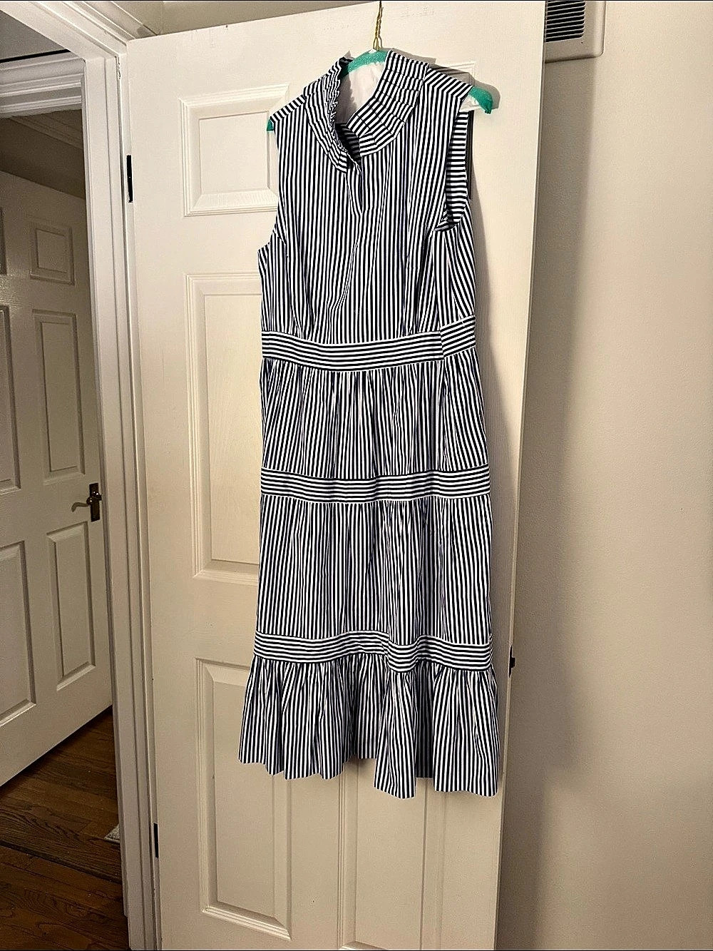 Striped Maxi Dress in Blue & White Like New
